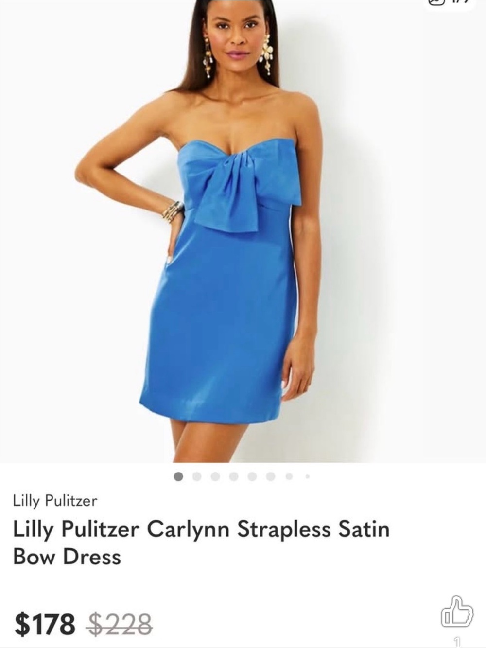 Lilly Pulitzer Morelle Blue Strapless Satin Dress - Picture 3 of 3